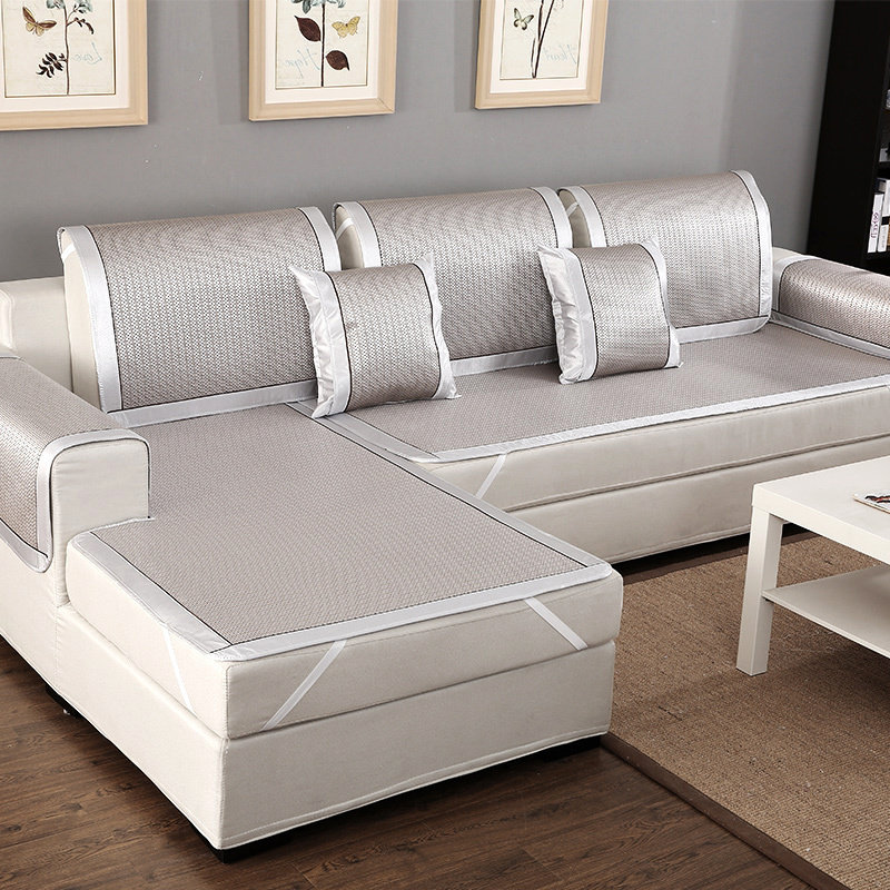 Summer Mat Sofa Cushion Summer Mat Ice Silk Rattan Mat Non-slip Fabric European Sofa Cover Sofa Towel Custom