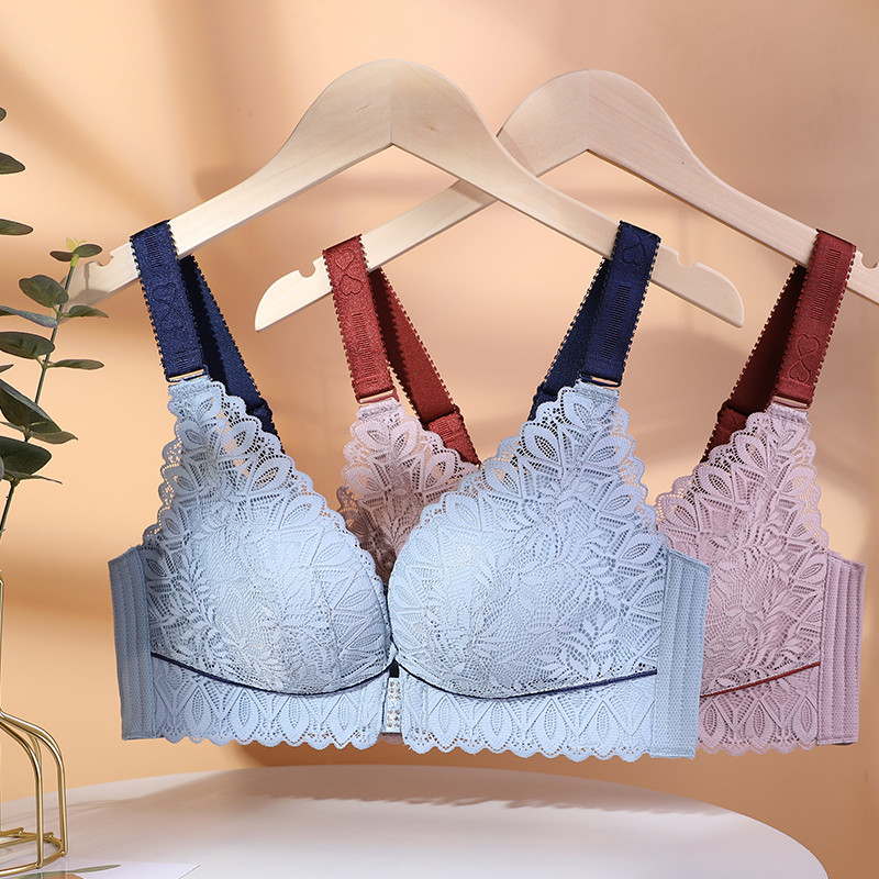 Large size indentation bra strengthens side breast cup gathering against obesity of 200 kg thin cup