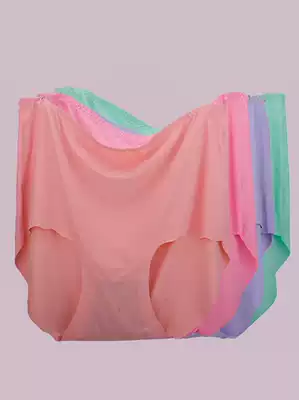 Large size underwear Ice Silk Triangle trousers female fat mm200 kg medium high waist pants plus fat increase Summer Cold Thin Thin