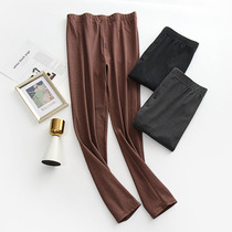 Large yard mens autumn trousers high waist thin and thin - wood Deyang ion middle - aged mens bottle winter warm up 200 pounds