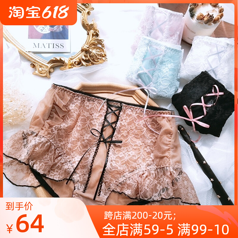 Large Size Lace Briefs Female Mid Low Waist Court Butterfly Knot Sexy triangle Oral Fat mm200 catty for summer breathable