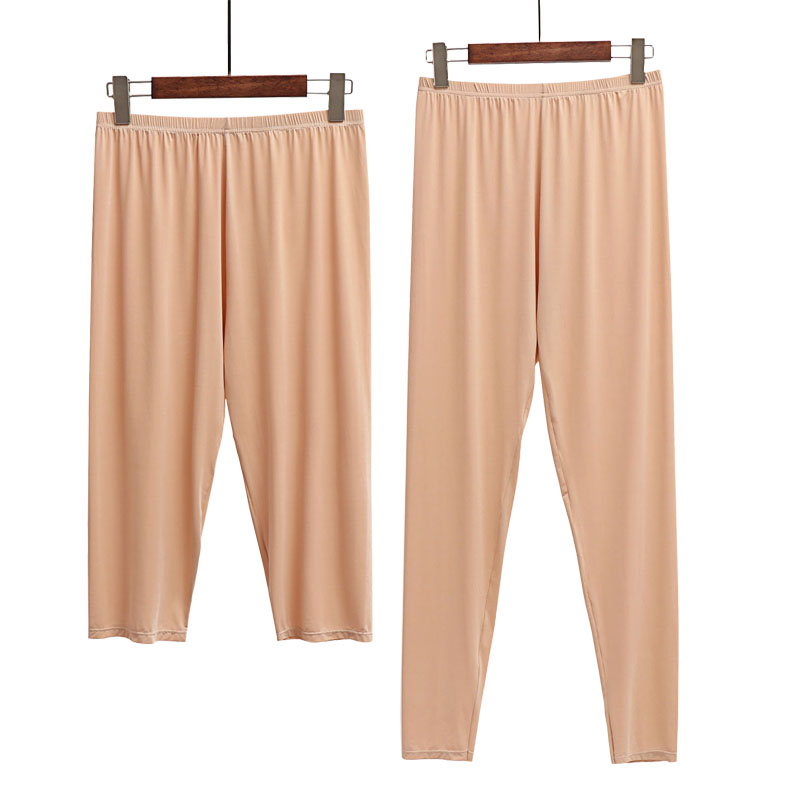 Summer thin ice silk leggings women's oversized outer wear 7 points 9 points pants step on feet high waist elastic fat mm200 catties