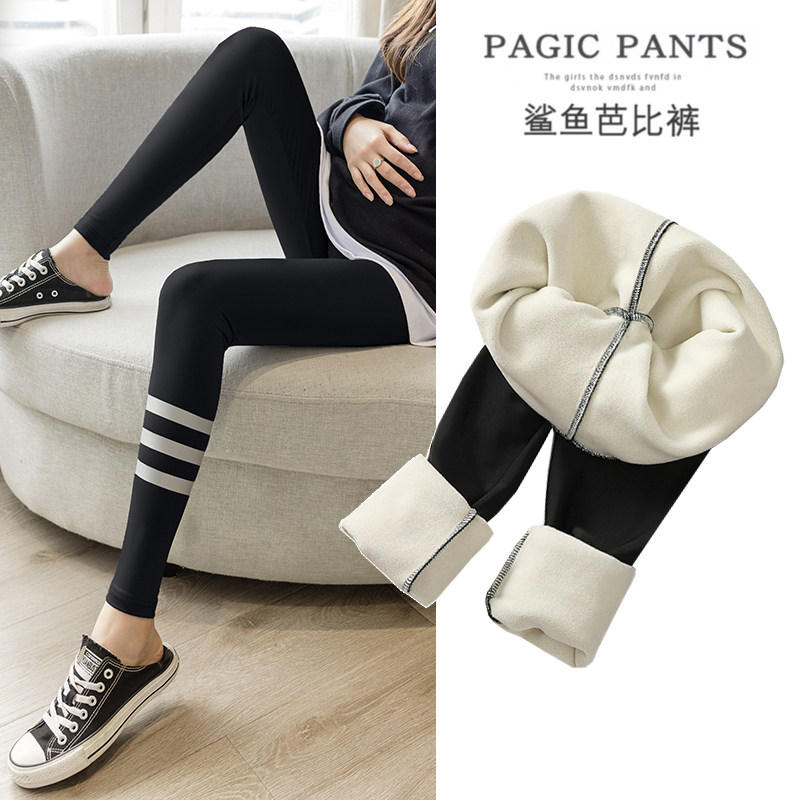Maternity underwear autumn and winter outer wear plus velvet thickening maternity pants winter fashion shark skin Barbie pants yoga pants