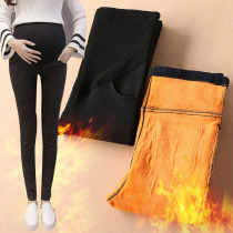 Pregnant women autumn winter wear large size jeans women plus velvet padded maternity pants autumn wear 2021 New Tide mother trousers