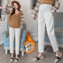 Pregnant women pants autumn and winter corduroy casual pants winter thick wear loose belly pants warm pants tide mom