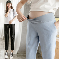 Chaomama maternity pants spring summer wear wide leg pants summer thin fashion casual cotton leggings womens summer clothes