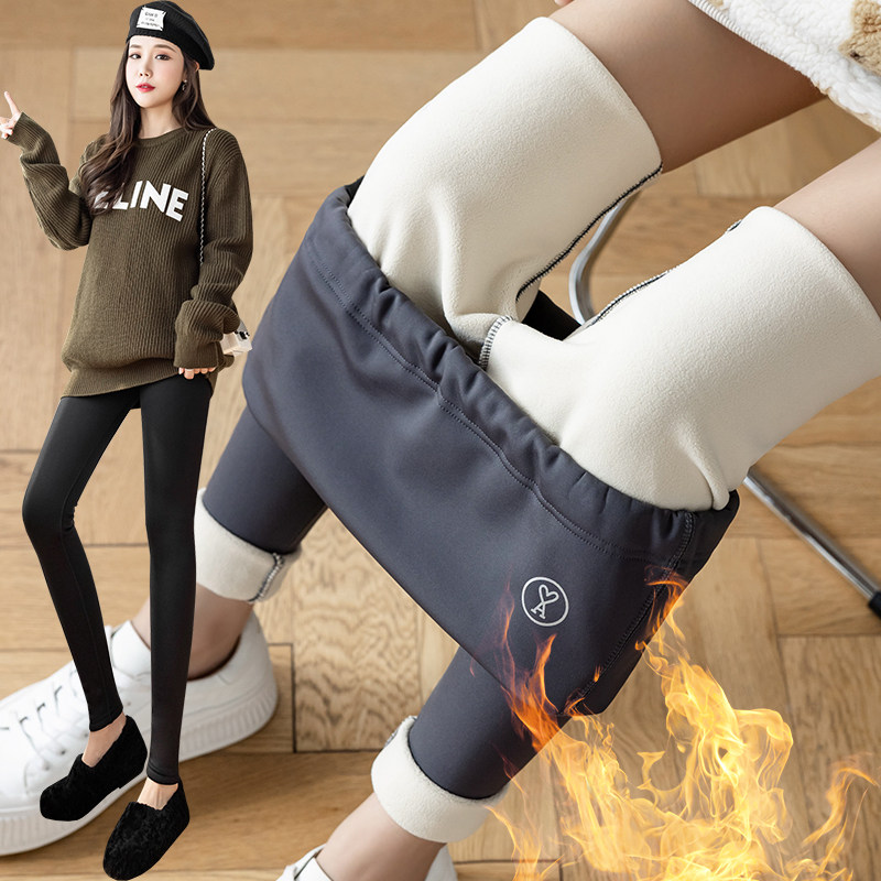 Autumn and winter maternity pants sharkskin women's all-match plus velvet thick underwear fashionable outer wear thin lamb velvet warm pants