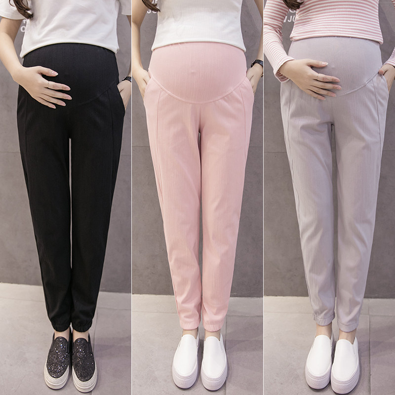 Pregnant Woman Pants Spring Autumn 2021 New Summer Thin boomers Outside Wearing a small foot casual Korean version of long pants spring clothing