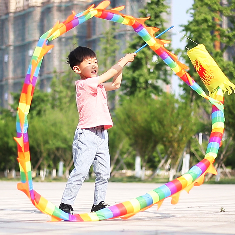 Children's fitness Dragon throw Dragon throw ribbon fitness dance Dragon Diabolo Dragon Glowing color strip Dragon Square