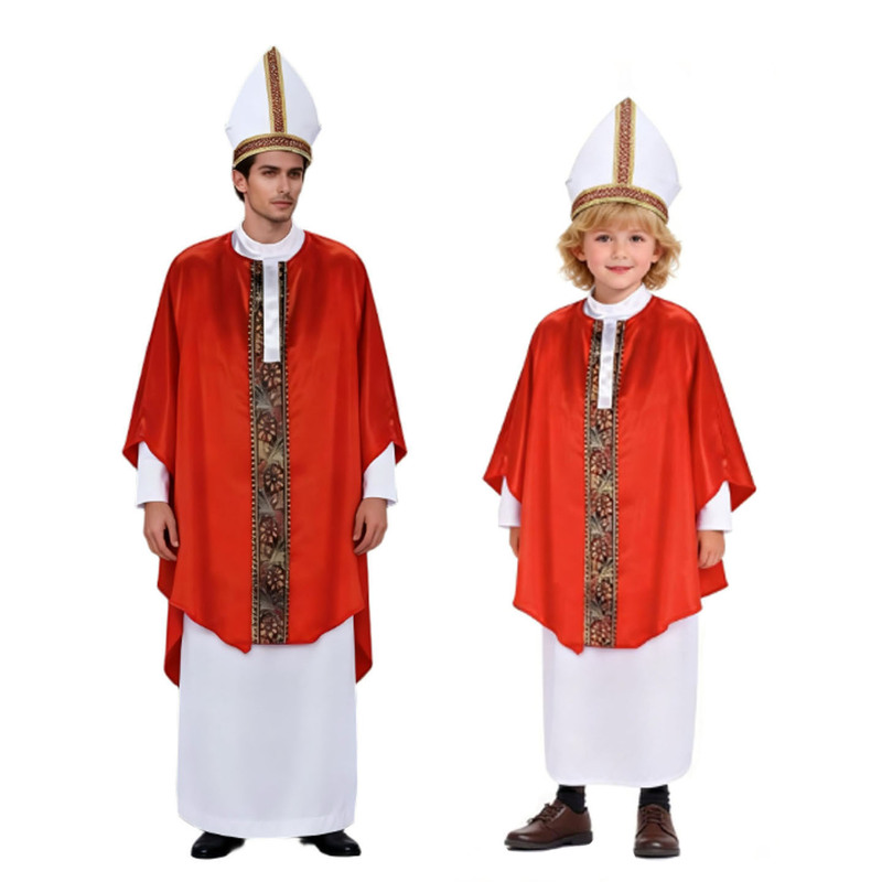 Halloween Priest and Godfather Cosplay Costumes, Easter Adult and Children Missionary Parent-Child Performance Costumes