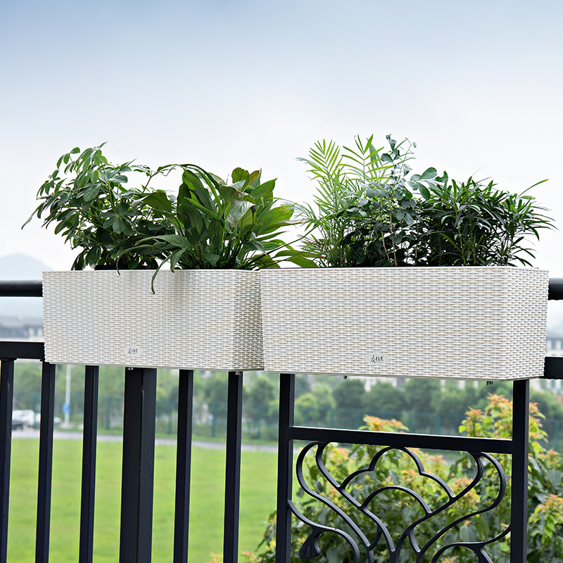Balcony Arrangement Terrace Garden Decoration Railing Hanging Flower Pot with Stand Rectangular Flower Trough Hanging Fence Rack