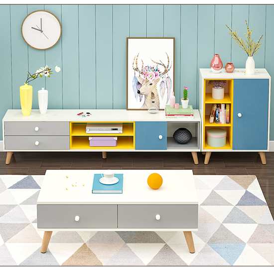 tivi asanzo 50 inch Tủ tivi đơn giản Bắc Âu kết hợp bàn cà phê đơn giản kết hợp tủ tivi đơn giản Phòng khách kiểu Nhật hiện đại - TV ti vi