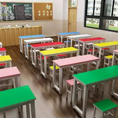 Primary and secondary school students desks and chairs staff training tables and chairs combination desks single double tutoring class tables and chairs activity splicing table