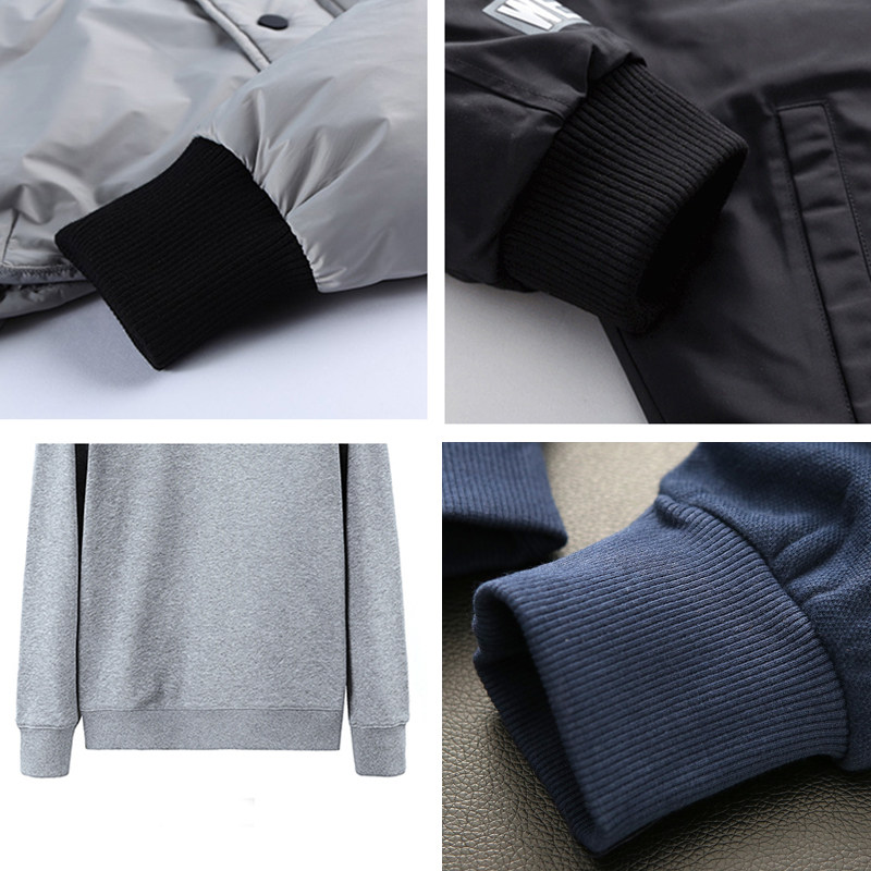 Children's lengthened down jacket, cotton-padded jacket, cuffs, threaded accessories, elastic knitted sweater, elastic cuffs, sports pants