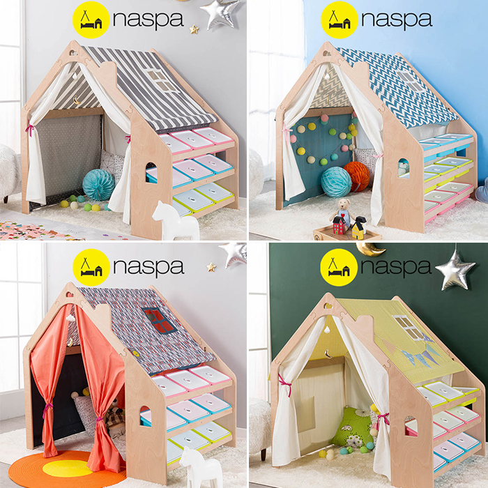 Korea EMS-children's game solid wood tent baby multi-functional learning storage and finishing house