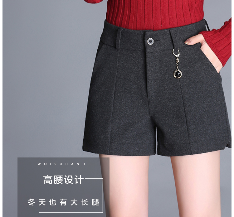 Quần short len ​​cỡ lớn cho mẹ mùa đông trung niên thun ngoài mặc mùa đông hoang dã mùa đông quần len dày quần đùi nữ đẹp