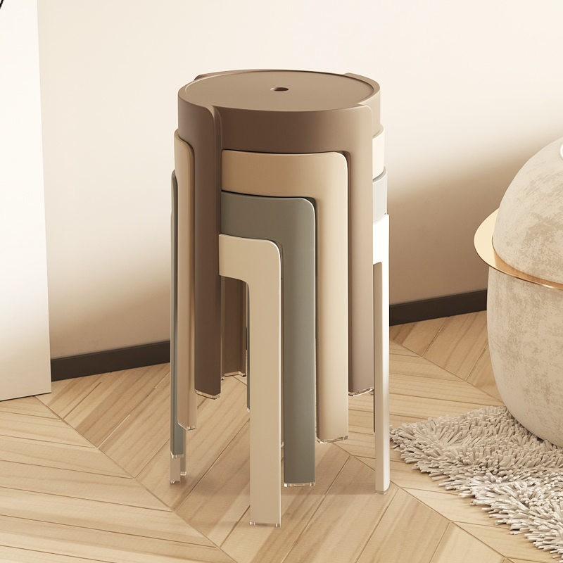 プラスチックスツール肥厚家庭用極厚モダンシンプルスタッカブル長時間座って快適な椅子高ラウンドスツールベンチ