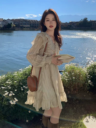 Осенний лонгслив, осеннее молодежное платье, комплект, 2023, подходит для подростков, изысканный стиль