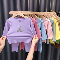 Boys and girls autumn and winter clothing German velvet underwear pajamas set warm female baby childrens clothing childrens home clothes two-piece set