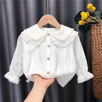 2022 new spring and autumn girls shirts cotton lace lace doll collar female baby bottoming shirts Western-style tops