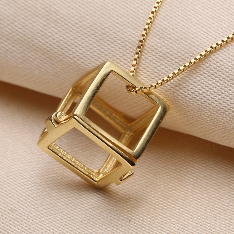 Phụ kiện tự làm s925 bạc sterling ngọc trai tự nhiên là mặt dây chuyền khối Rubik tròn mặt dây chuyền trống giữ đồ trang sức thủ công - Phụ kiện chăm sóc mắt