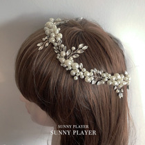 Bridal headdress Hair accessories Wedding accessories Dinner party Super Fairy princess Net red shaking sound Korean rhinestone pearl Sen department Fairy beauty