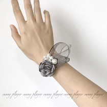 Wrist Flower Wedding business meeting Bride Bridesmaid Sisters Group Gray Pearl Rhinestone Bracelet Bracelet Hand flower