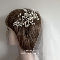 Bridal headdress Hair accessories Wedding wedding dress super fairy dinner Pearl crystal beauty Net red shake sound Korean high-end atmosphere