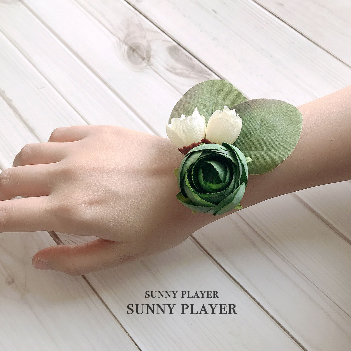 Bridesmaid hand flower Wedding fresh green forest Korean rose simulation flower bracelet Bridal sister group wrist flower