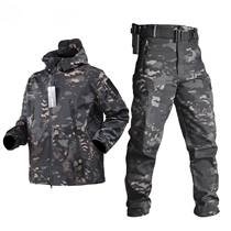 Military fans autumn and winter outdoor shark skin jacket soft shell suit wind-resistant warm and water-repellent dark night CP camouflage jacket