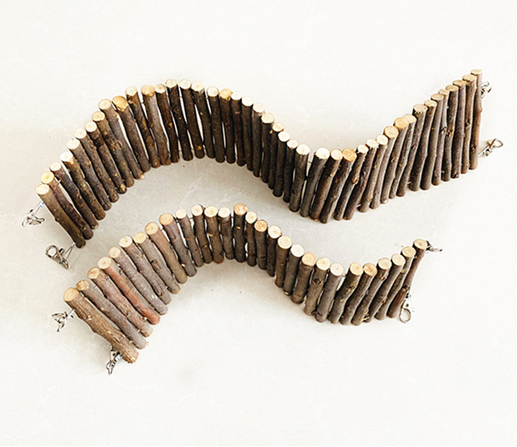 Natural Apple Wood Pet Steel Wire Trestle Soft Bridge Suspension Bridge Dragon Cat Squirrel Runway Stack Bridge Pedal Safety