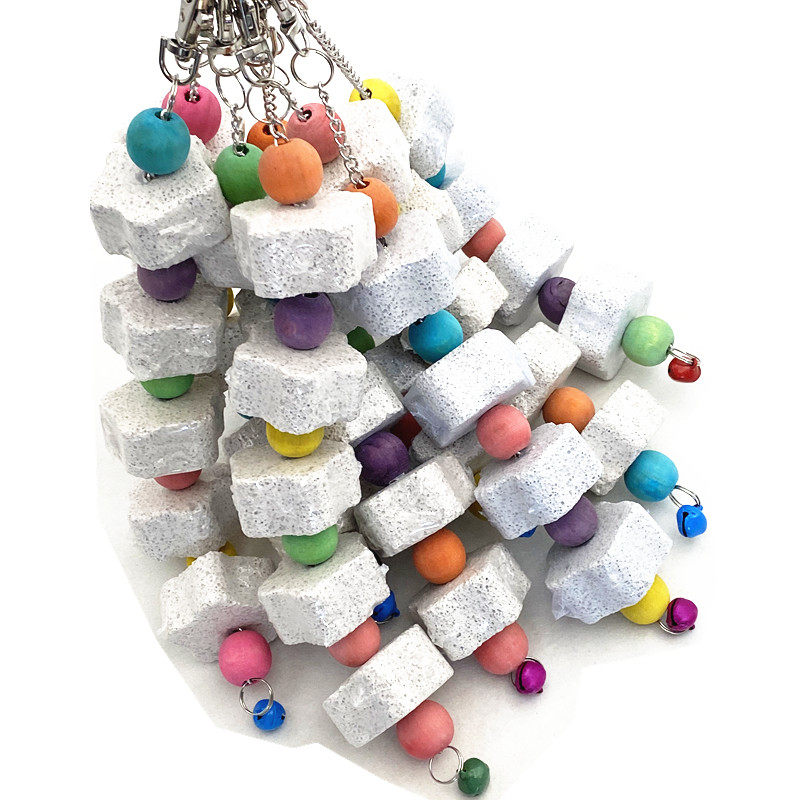 Natural Ash Small Flowers Grindstone Grit Bite String Toy Dragon Cat Rabbit Parrot Grindles Edible 4 strings