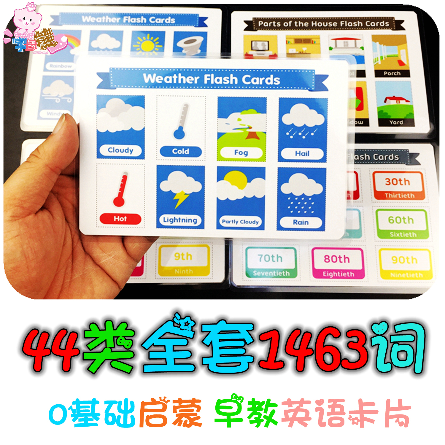 Full set of 1463 single words English Enlightenment flash cards young children know colorful patterns English Morning Classroom Decorative Wall Sticker