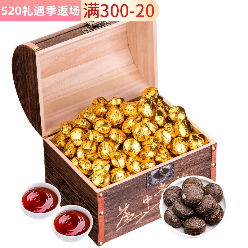 In 2006, Yunnan glutinous rice fragrant small tuo tea 3 kg gift box old Ban Zhang Pu'er tea ripe tea leaf small gold brick 1500g