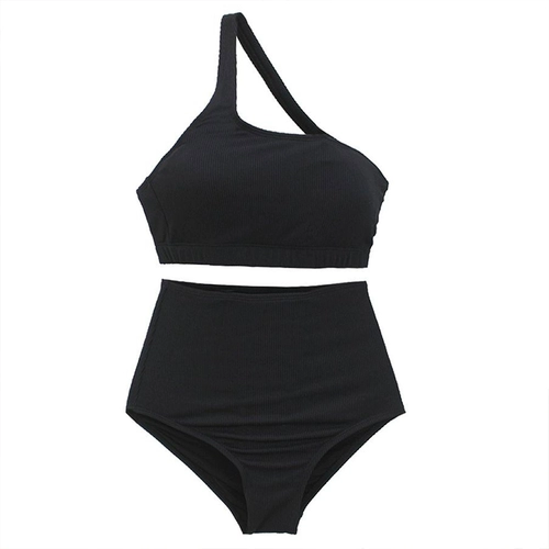 Черный сексуальный раздельный купальник, высокая талия, по фигуре