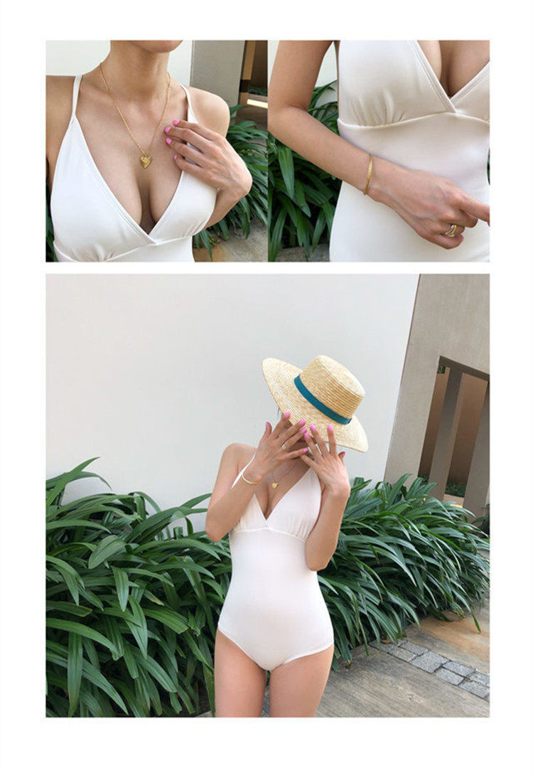 Белый кофейный сексуальный купальник, популярно в интернете, с открытой спиной 