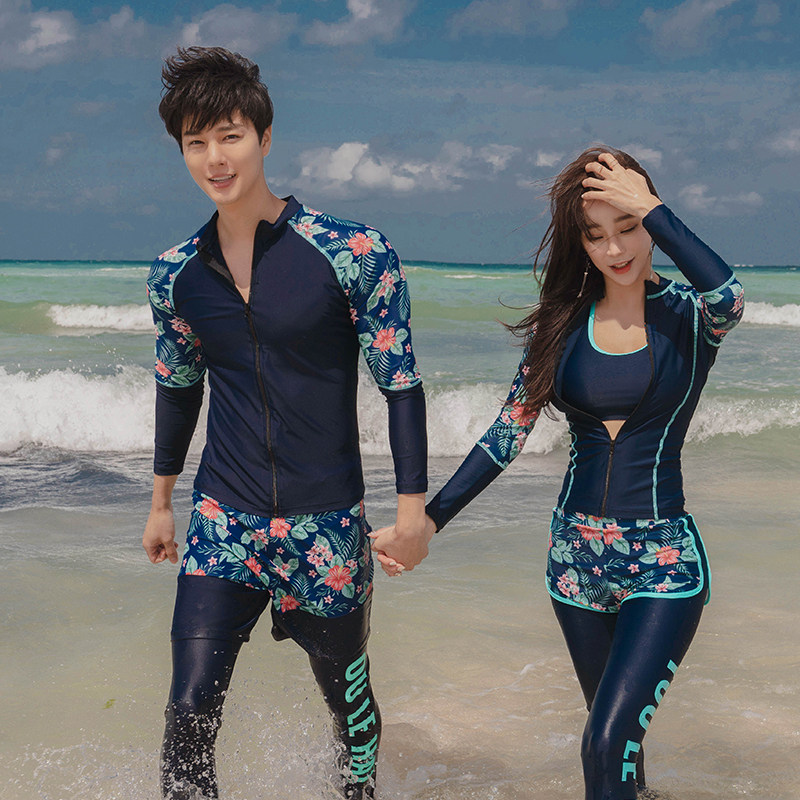 Special couple suit Conservative hot spring sexy seaside beach sunscreen suit Diving surf Jellyfish suit Large size swimsuit