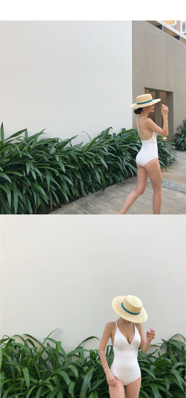 Белый кофейный сексуальный купальник, популярно в интернете, с открытой спиной 