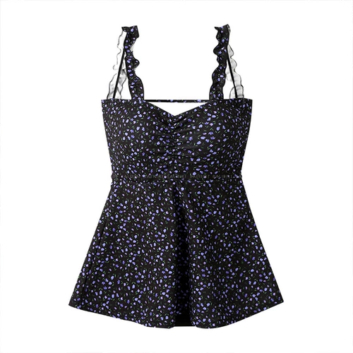 Купальник, цветочный принт, V-образный вырез