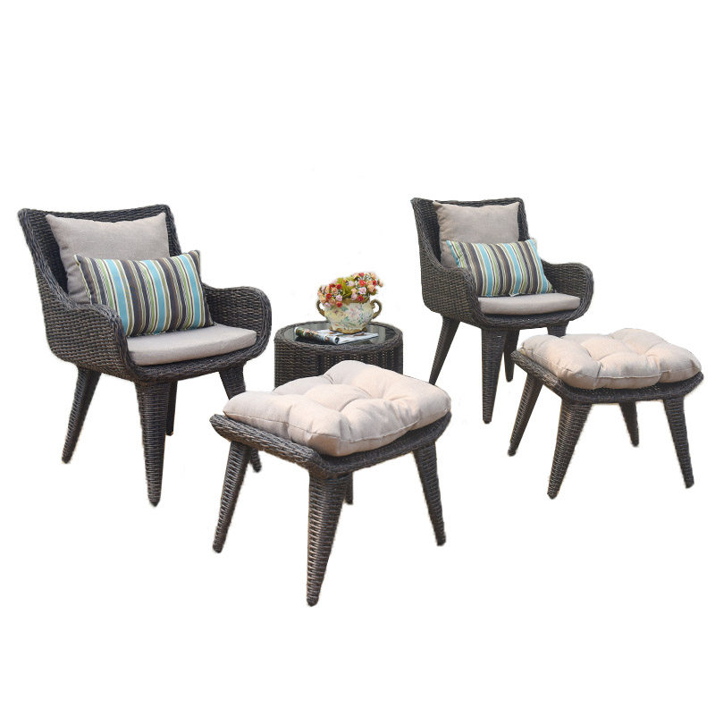 Outdoor rattan table and chair set balcony courtyard rattan chair coffee table combination hotel villa three or five sets imitation rattan furniture