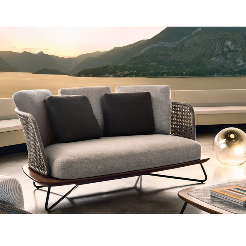 Outdoor rattan sofa model room sofa chair custom furniture combination balcony leisure rattan table and chair imitation rattan rope rattan chair