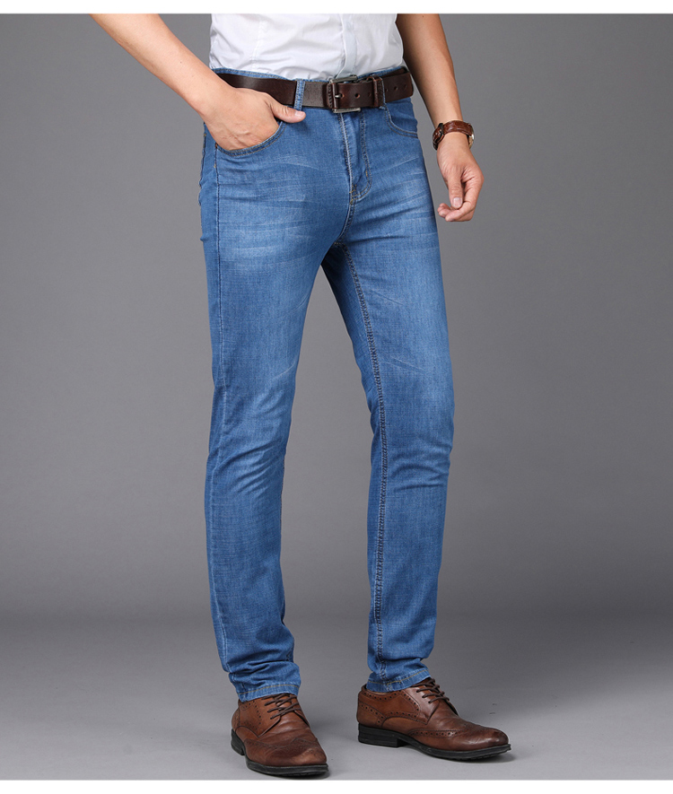 Hàng ngày đặc biệt jeans nam mùa hè siêu mỏng stretch tự trồng thẳng kinh doanh mùa hè quần tây giản dị người đàn ông trẻ tuổi áo nam