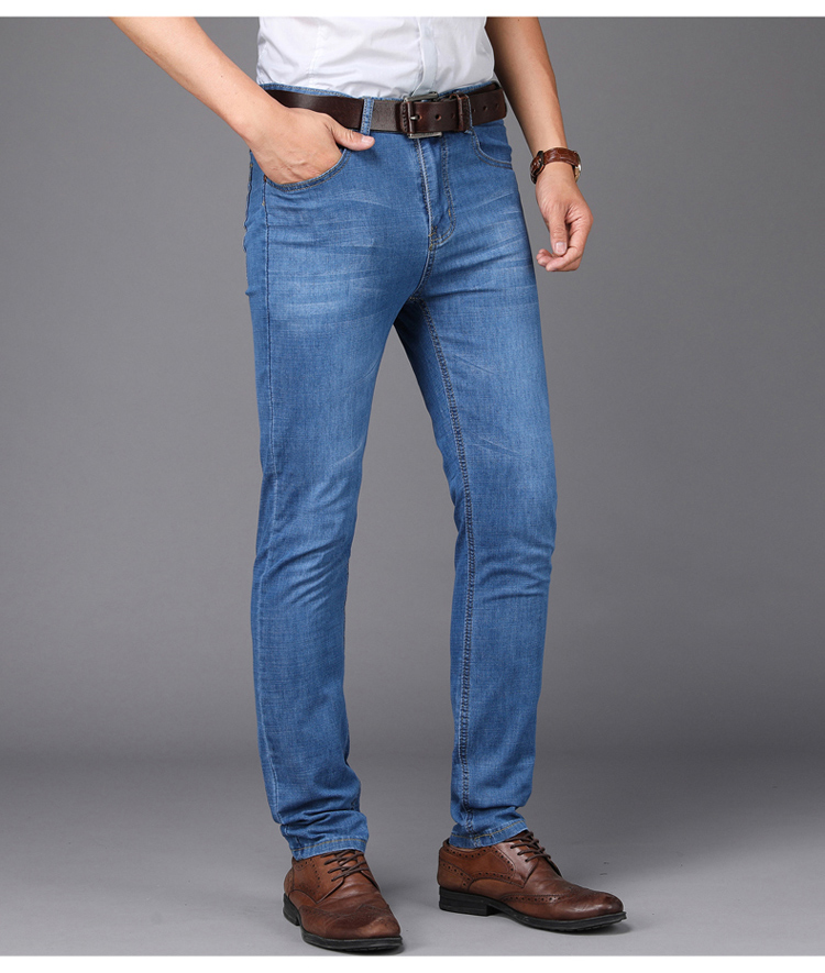 Hàng ngày đặc biệt jeans nam mùa hè siêu mỏng stretch tự trồng thẳng kinh doanh mùa hè quần tây giản dị người đàn ông trẻ tuổi