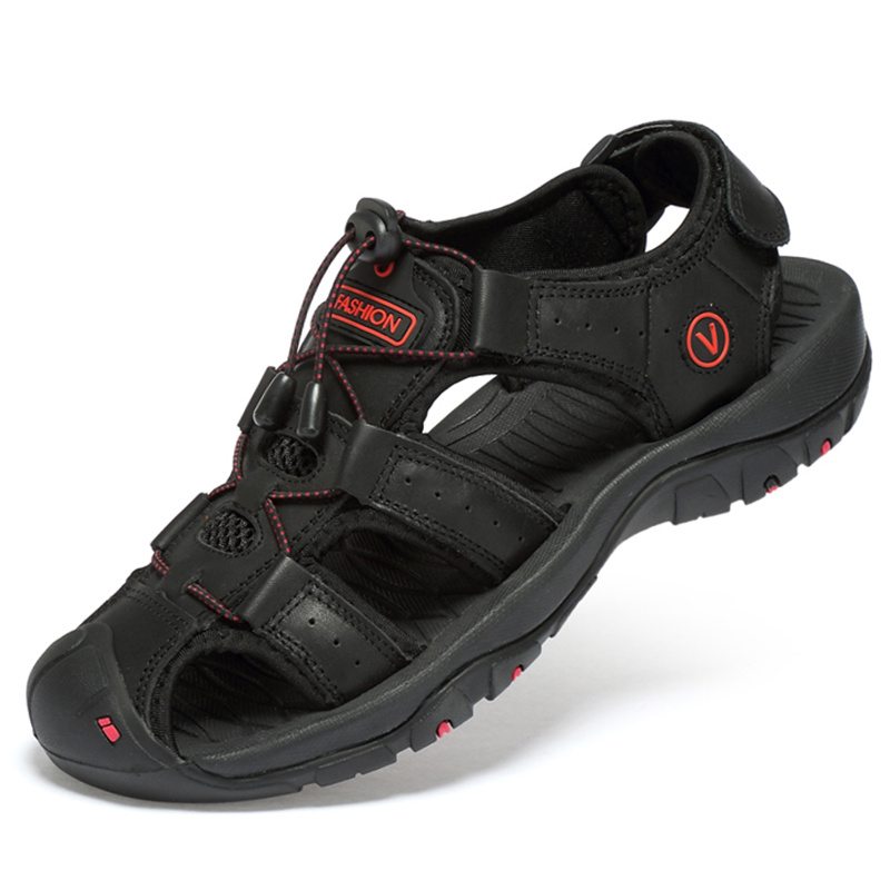 West Domain Camel Sandals Men's 2021 New Genuine Leather Baotou Outdoor Sports Climbing Soft Bottom Non-slip Beach Shoes