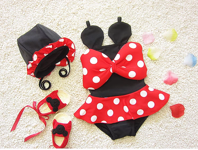 Mùa hè bé gái sơ sinh bé sơ sinh phim hoạt hình Hàn Quốc Mickey sóng điểm chia bikini áo tắm một mảnh áo tắm