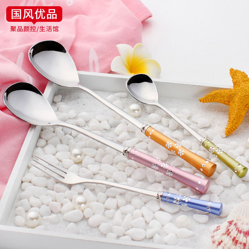 304 stainless steel Western dining spoon net red large spoon for home Han style small soup spoon long handle tablespoon tablespoon fruit fork