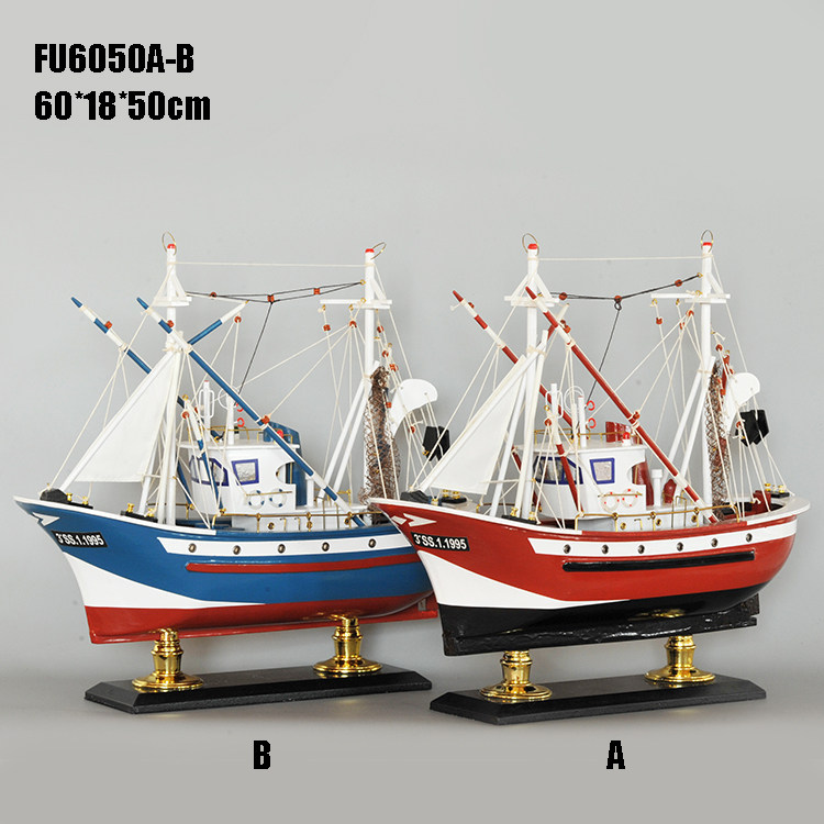 Mediterranean simulation ship pure hand - made ship mold wooden fishing boat fittings gift crafts