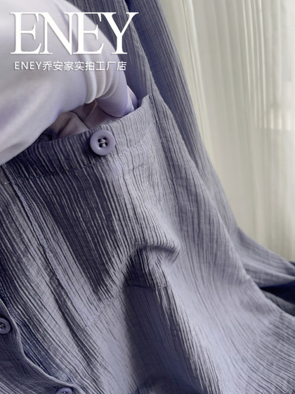 大码遮肉~哑光肌理感雪纺衫韩版大版遮肚子薄防晒衬衫宽松衬衣夏