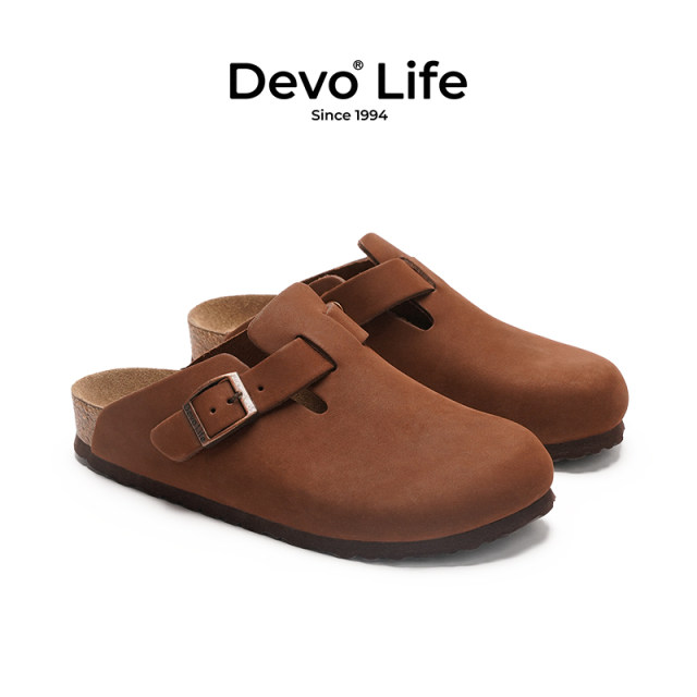 DevoLife cork slippers half bag half drag breathable retro casual set foot all-match trendy women's shoes 3624