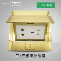 Schneider E220 new five-hole ground plug copper spring-up ground power socket 10A two-three-pole power plug